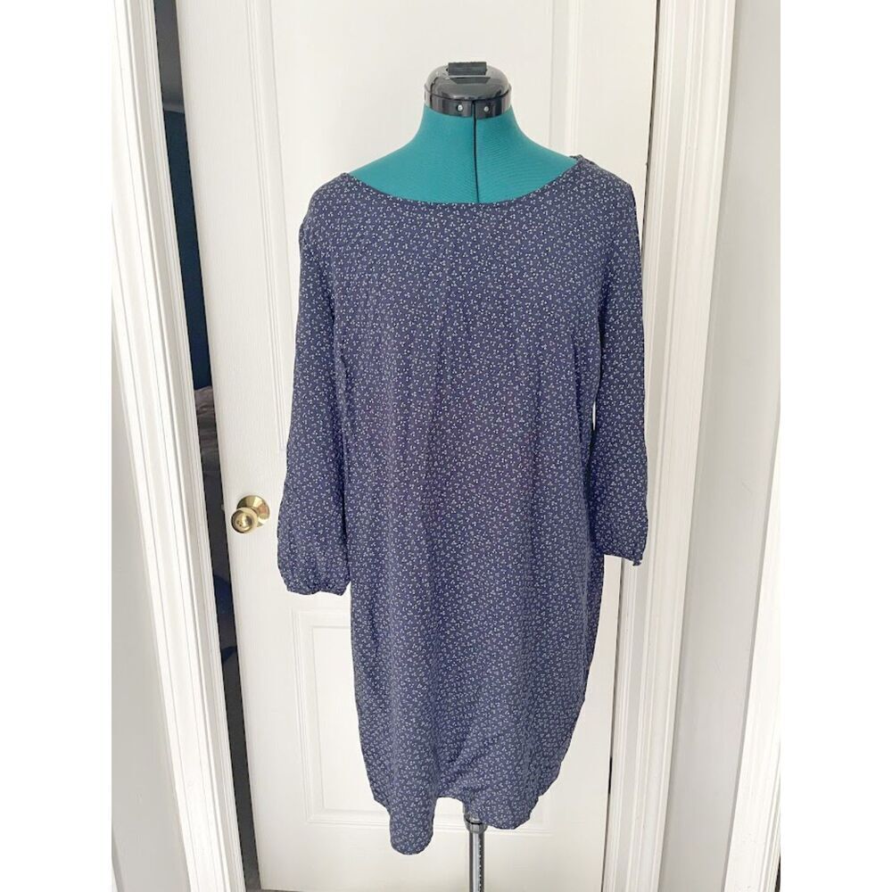 Old Navy Micro Graphic Print 3/4 Balloon Sleeve Round Neck Tunic Dress